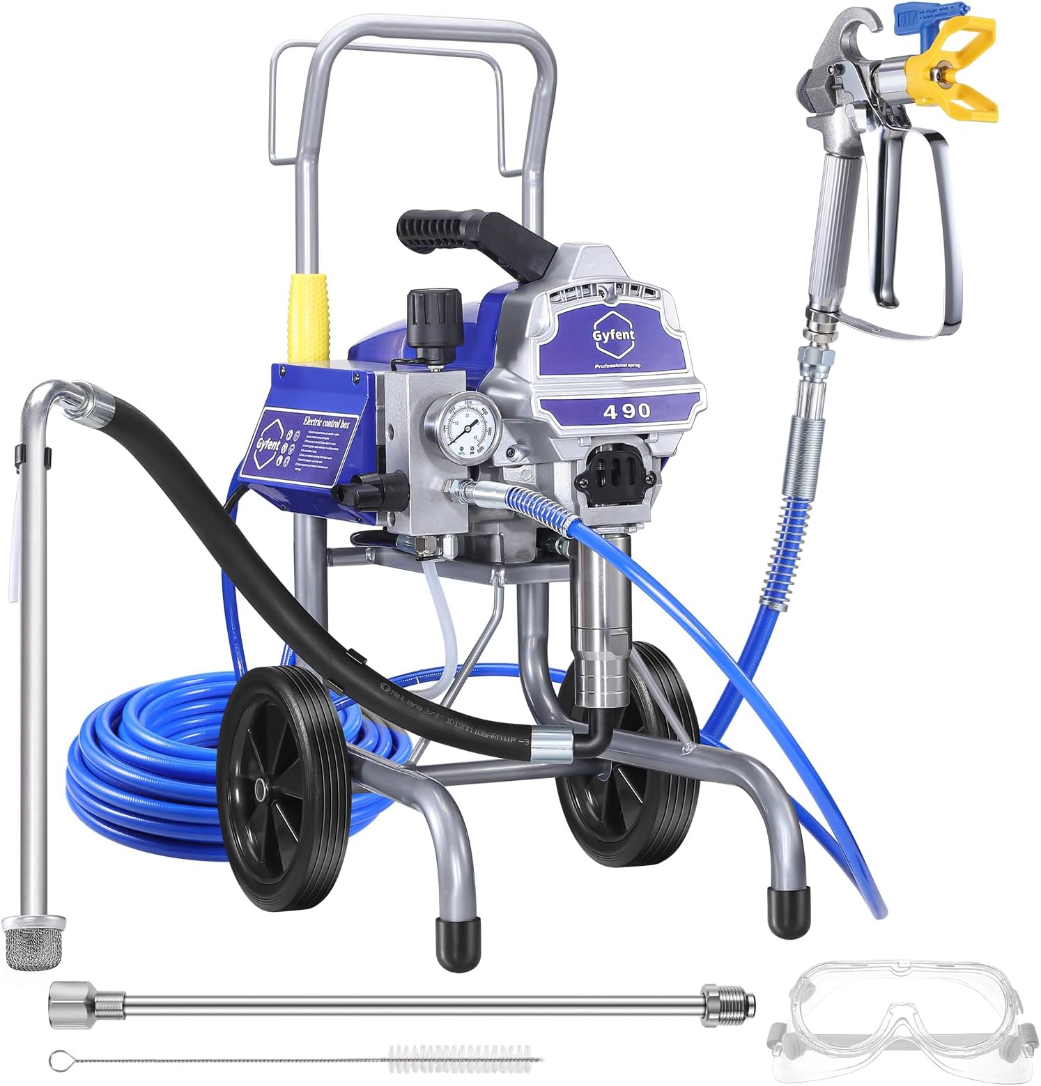 490 Airless Paint Sprayer, 0.60GPM Paint Sprayer for Home Interior 3300psi 1300W High Efficiency Airless Sprayer with Low Overspray for House Painting Townhouse