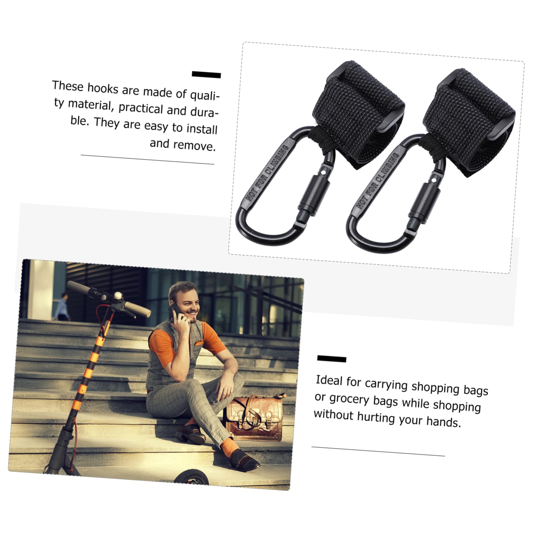 Yardwe 12 Piezas Ganchos para Carrito Colgadores Antideslizantes de Enganches Multiusos para Bolsas Cochecito Compatible con Manillares de Bicicleta y Moto Fácil Instalación