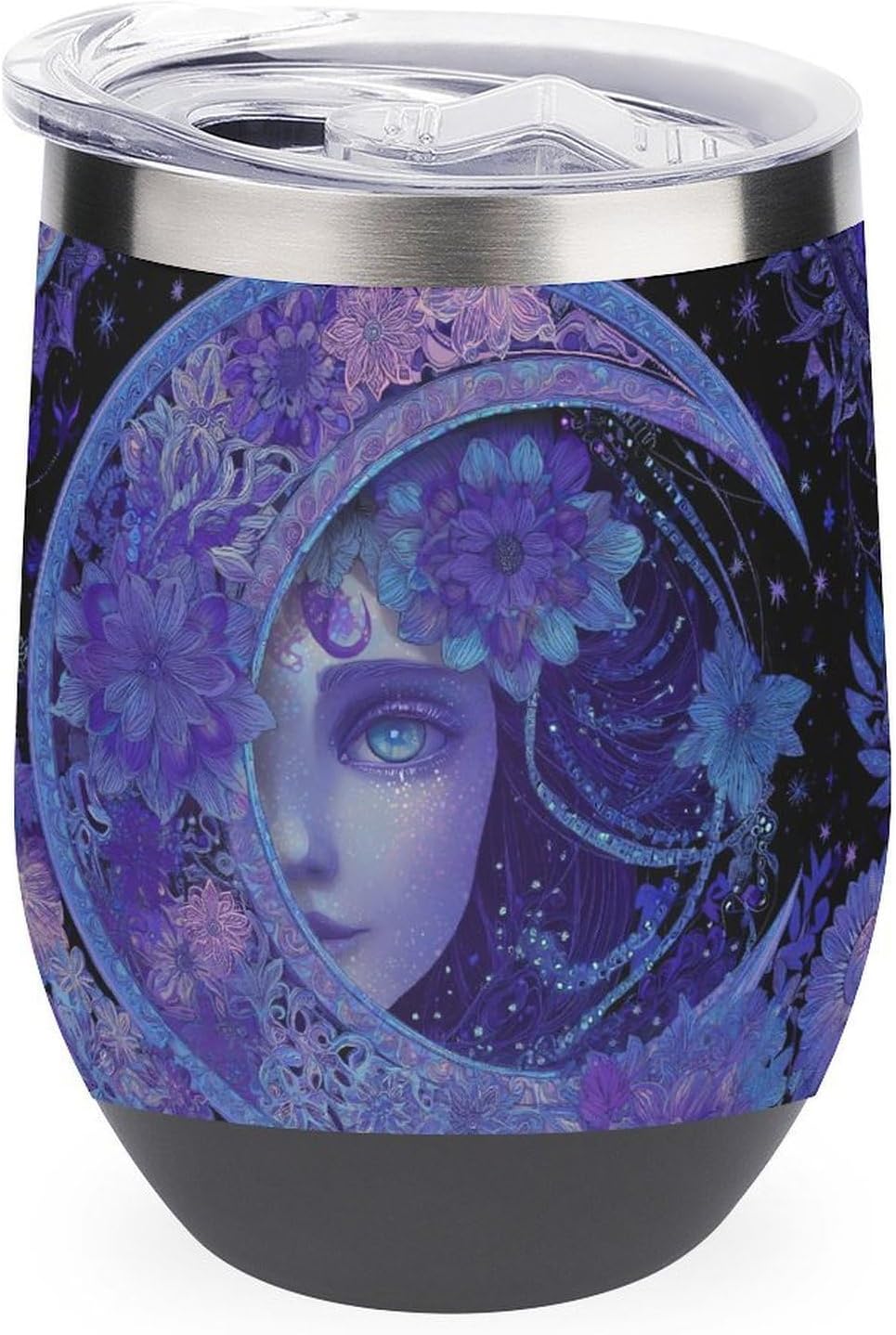 Mystical Goddess Moon Celestial Insulated Drinking Cup Stainless Steel Coffee Mug Wine Tumbler with Lid 12OZ