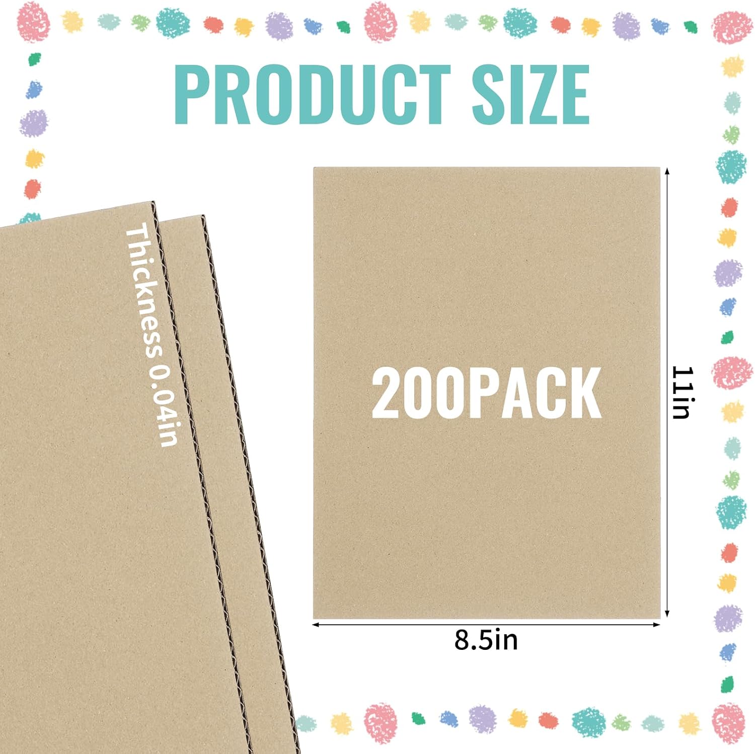 200Pack Corrugated Cardboard Sheets, 8.5"x11" Flat Craft Paper for Shipping