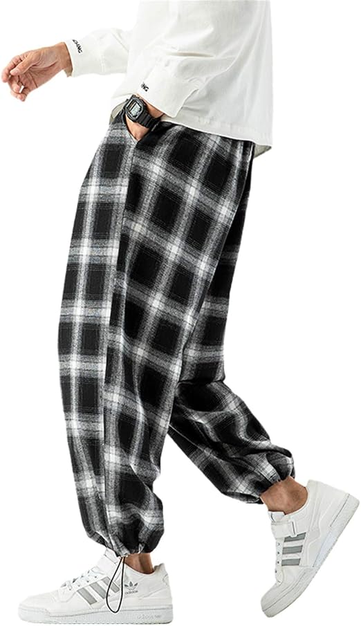Pantalones de chándal a cuadros para hombre, talla grande, pantalones de  harén para otoño, calle, sueltos, para hombre : Ropa, Zapatos y Joyería -  Amazon.com