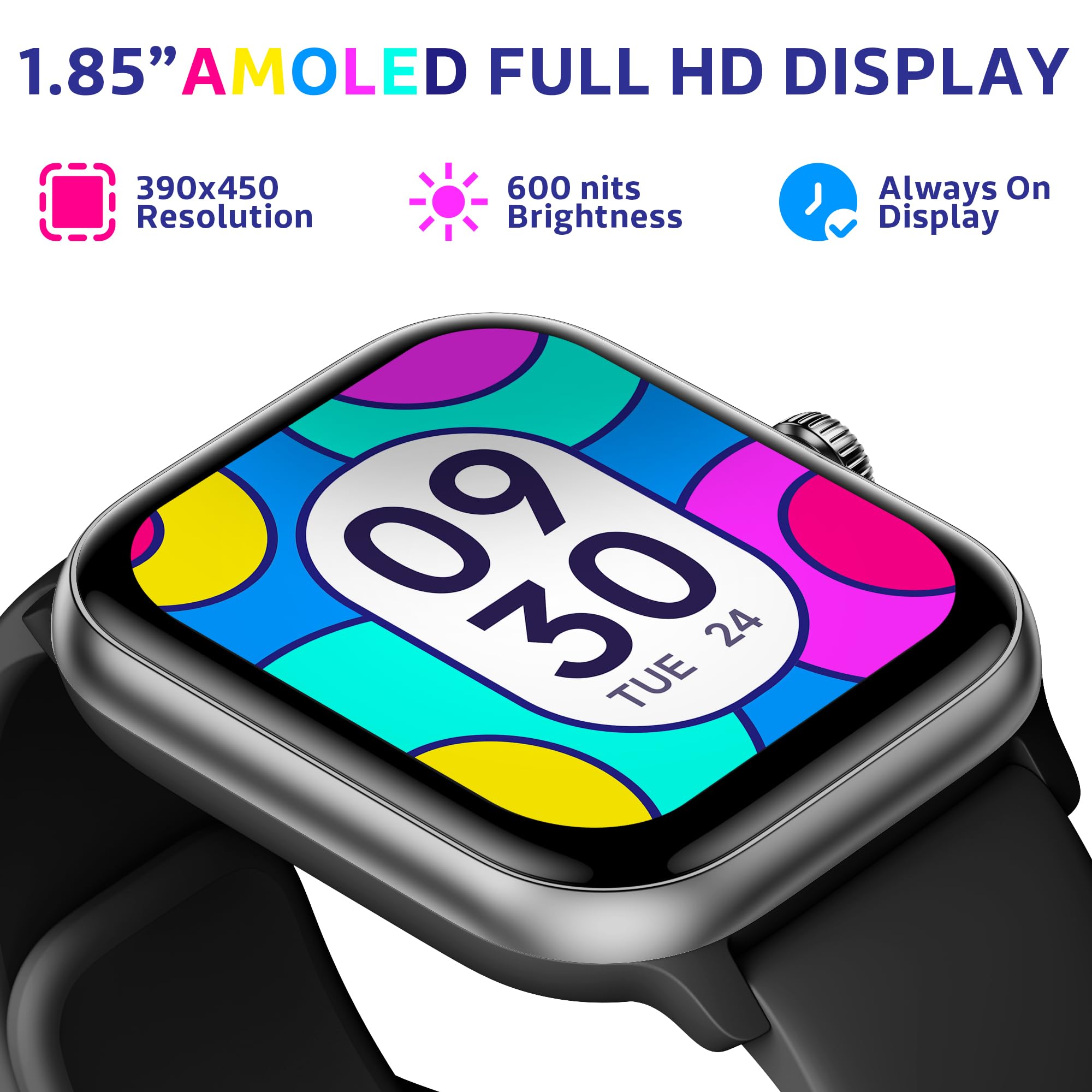 OCTANDRA Pulse 2 VeryFit Smart Watches for Men Women Alexa Built-in 1.85" AMOLED Screen IP68 Fitness Tracker Watch - Image 3