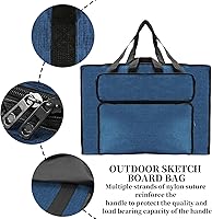 Grande borsa a portafoglio in tela impermeabile, pieghevole, portatile, per studenti, strumenti di pittura, con tracolla, per pittura, pennelli, tavolozza, album da disegno, Blu scuro, 48cmx27cm x