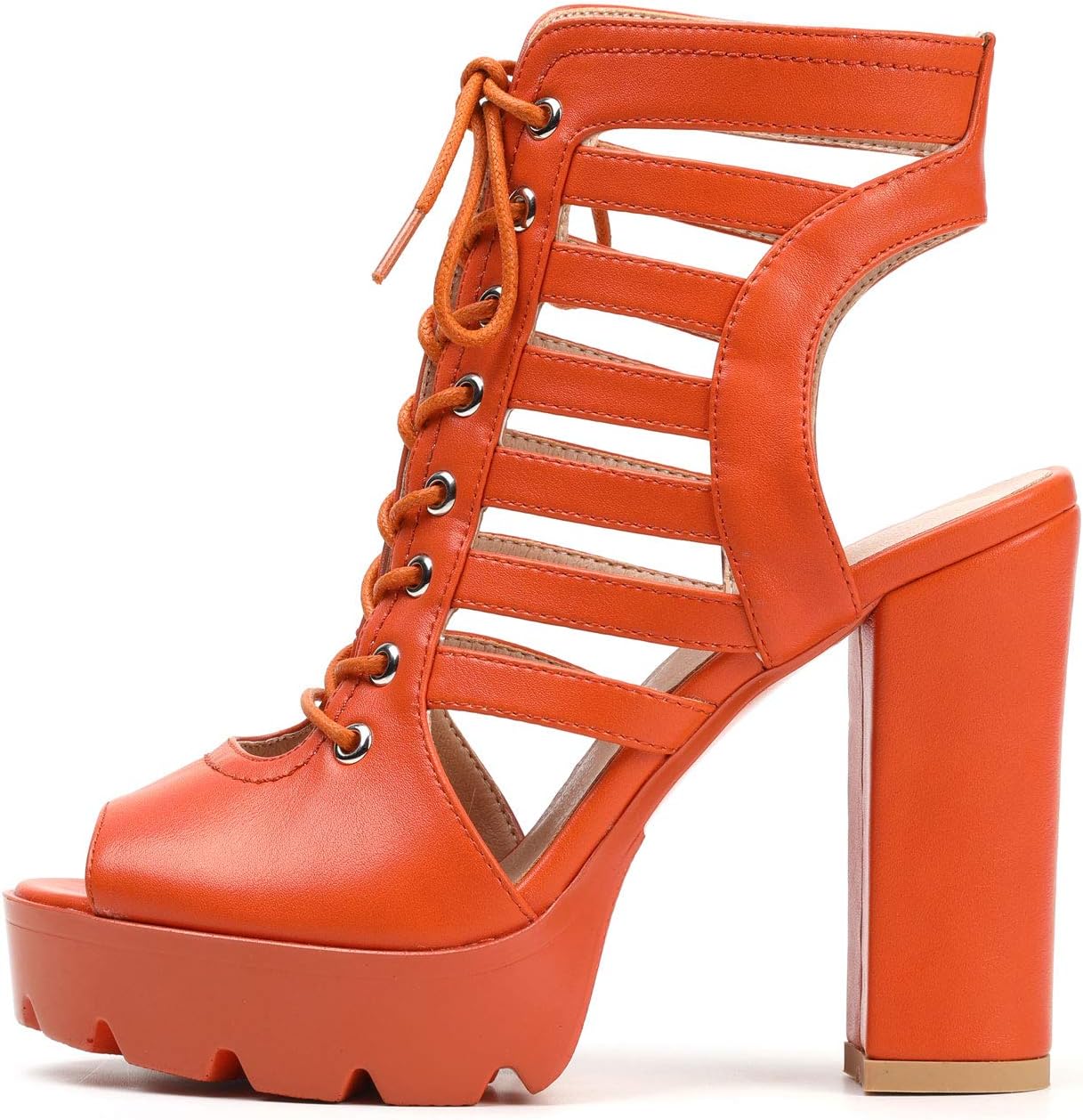 Open Toe Strappy Platform Heel Sandal 