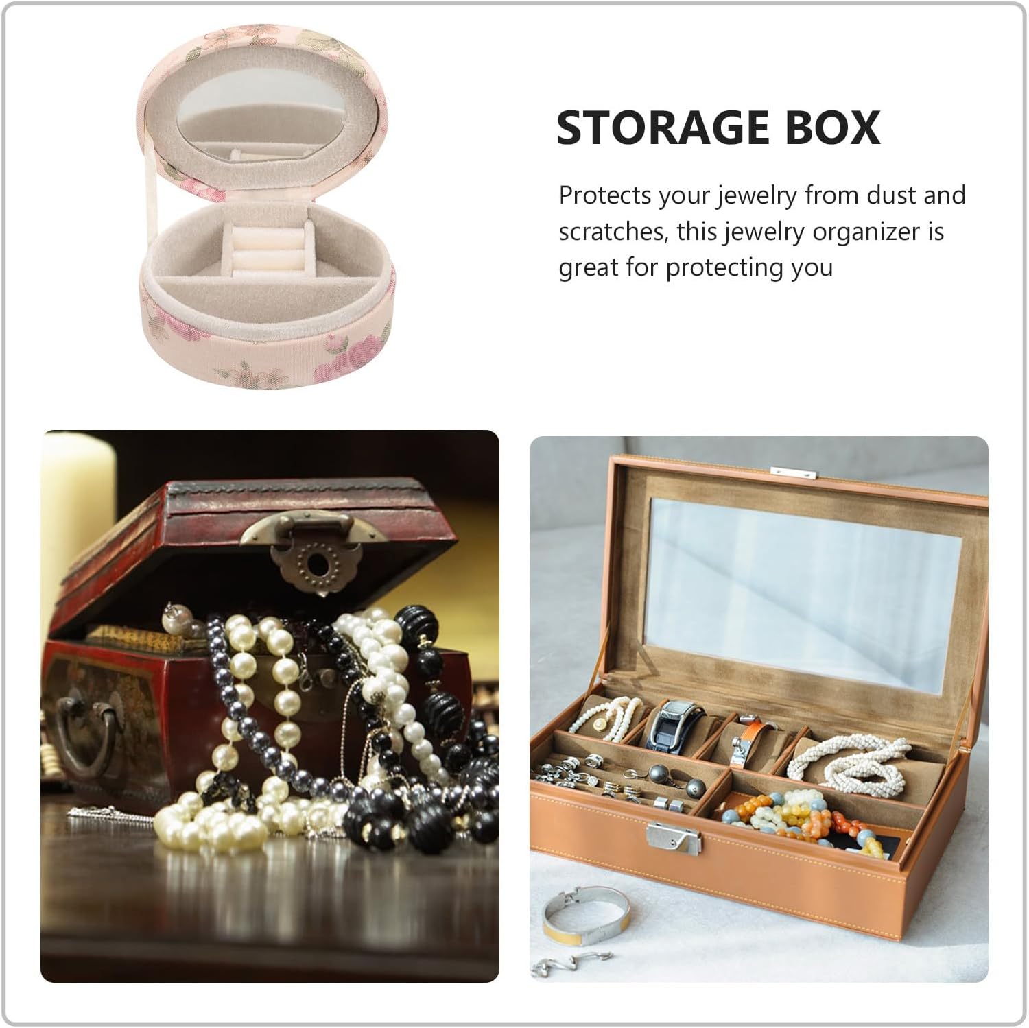 Portable Jewelry Box with Lace Flower Cloth for Ear Studs image 3