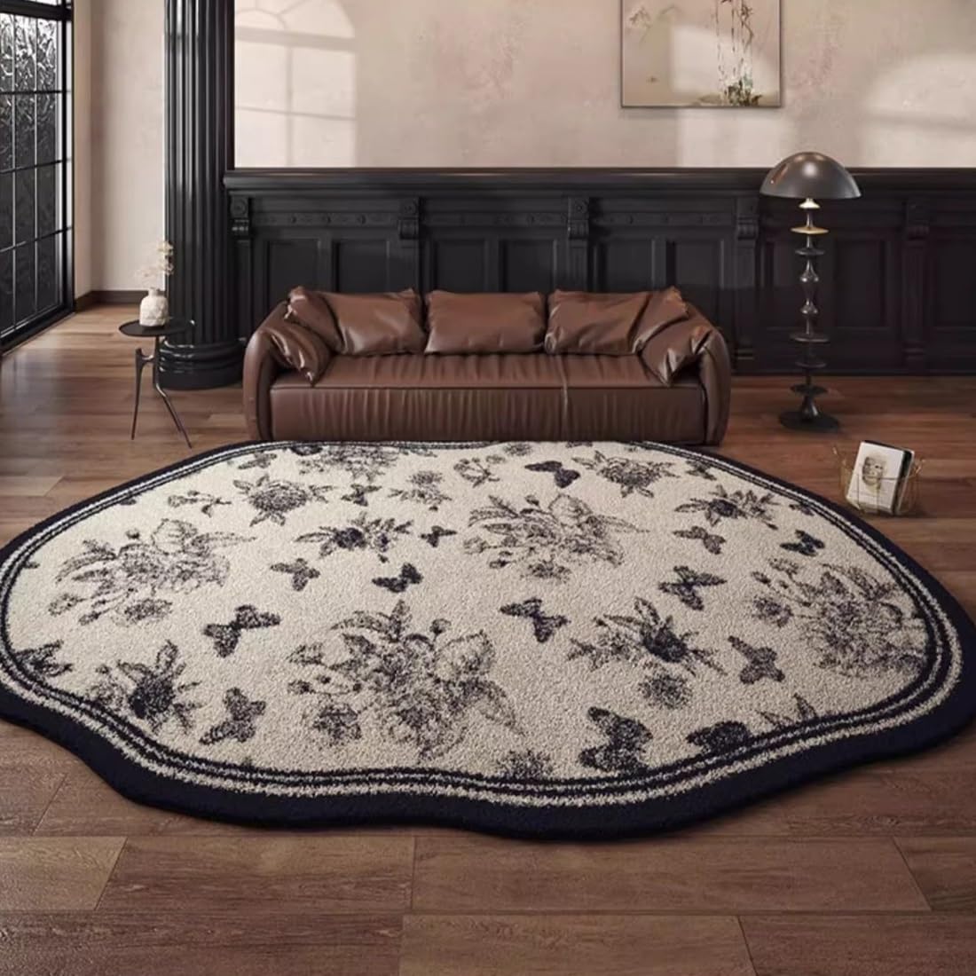 Tapis de forme irrégulière lavable pour salon et chambre