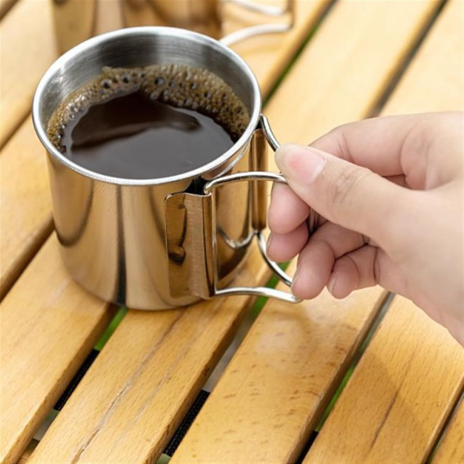 Wasserbecher Becher Faltbarer Griff Tragbare Reise Camping Tasse Milch Teetasse Kaffeetasse