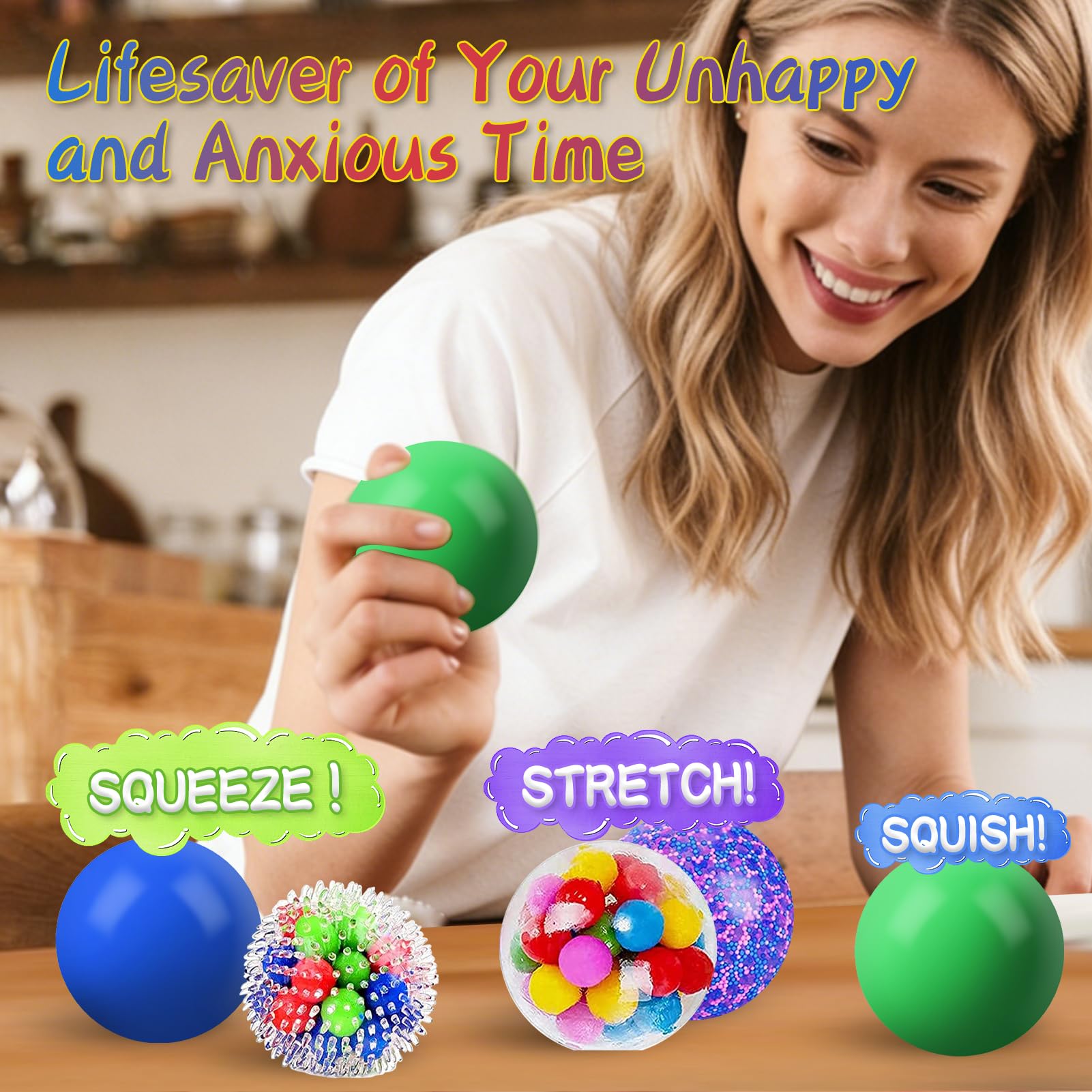 Squishy Stress Balls - 5 Pack for Stress Relief -4