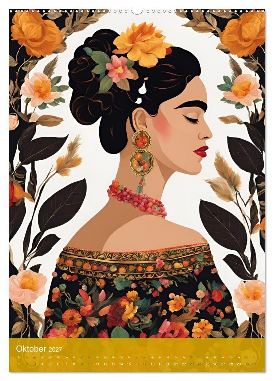 Gefangen in Normen. Frida Kahlo inspiriert. Flor de mi alma (hochwertiger Premium Wandkalender 2027 DIN A2 hoch), Kunstdruck in Hochglanz: Frida inspiriert – Stärke jenseits der Norm (CALVENDO Kunst)