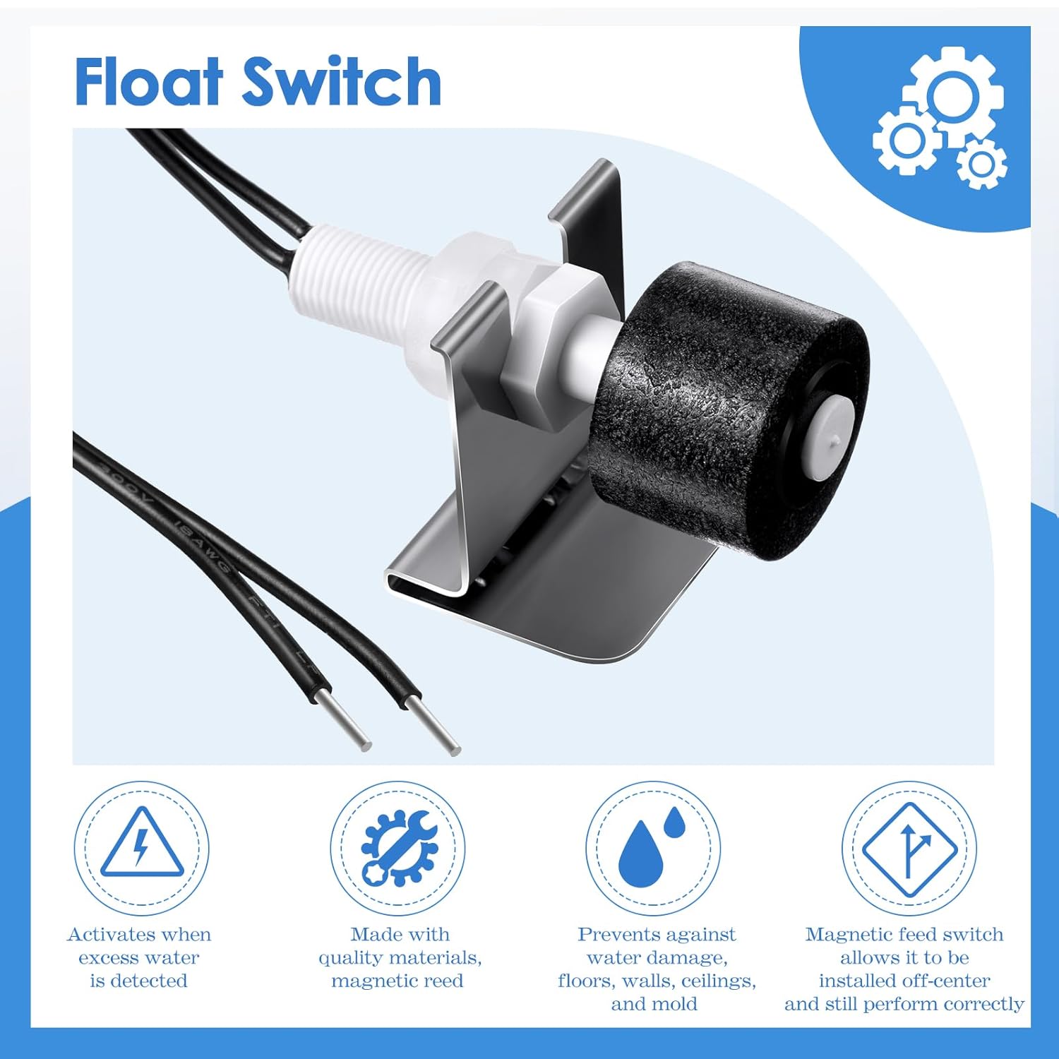 12 Pack AC Pan Float Switch Compatible with SS3, HVAC Float Switch, Water Leak Detector for HVAC System Drain, Install on Primary and Auxiliary Drain Pans