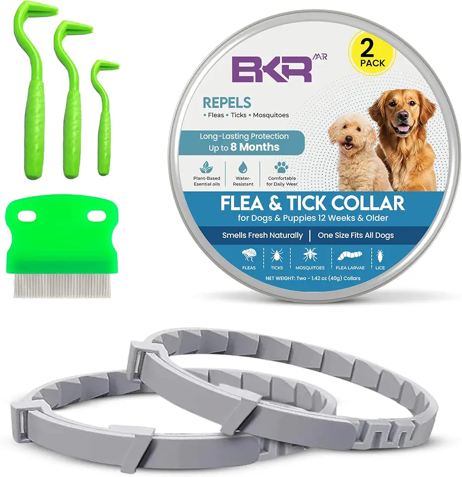 Coleira Antipulgas E Carrapatos Para Cães (Pacote Com 2) – Coleira Antipulgas Natural E À Prova D'Água Para Cães E Filhotes Com Proteção De 8 Meses. Ajustável E Inclui Ferramentas