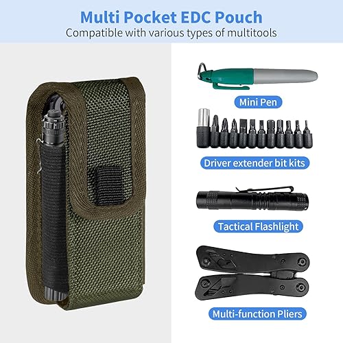 Miniatura 2 de Kenobee Funda multiherramienta EDC compatible con Leatherman Wave Plus Wingman Surge Rebar, bolsa multiusos con clip para cinturón, bolsa de