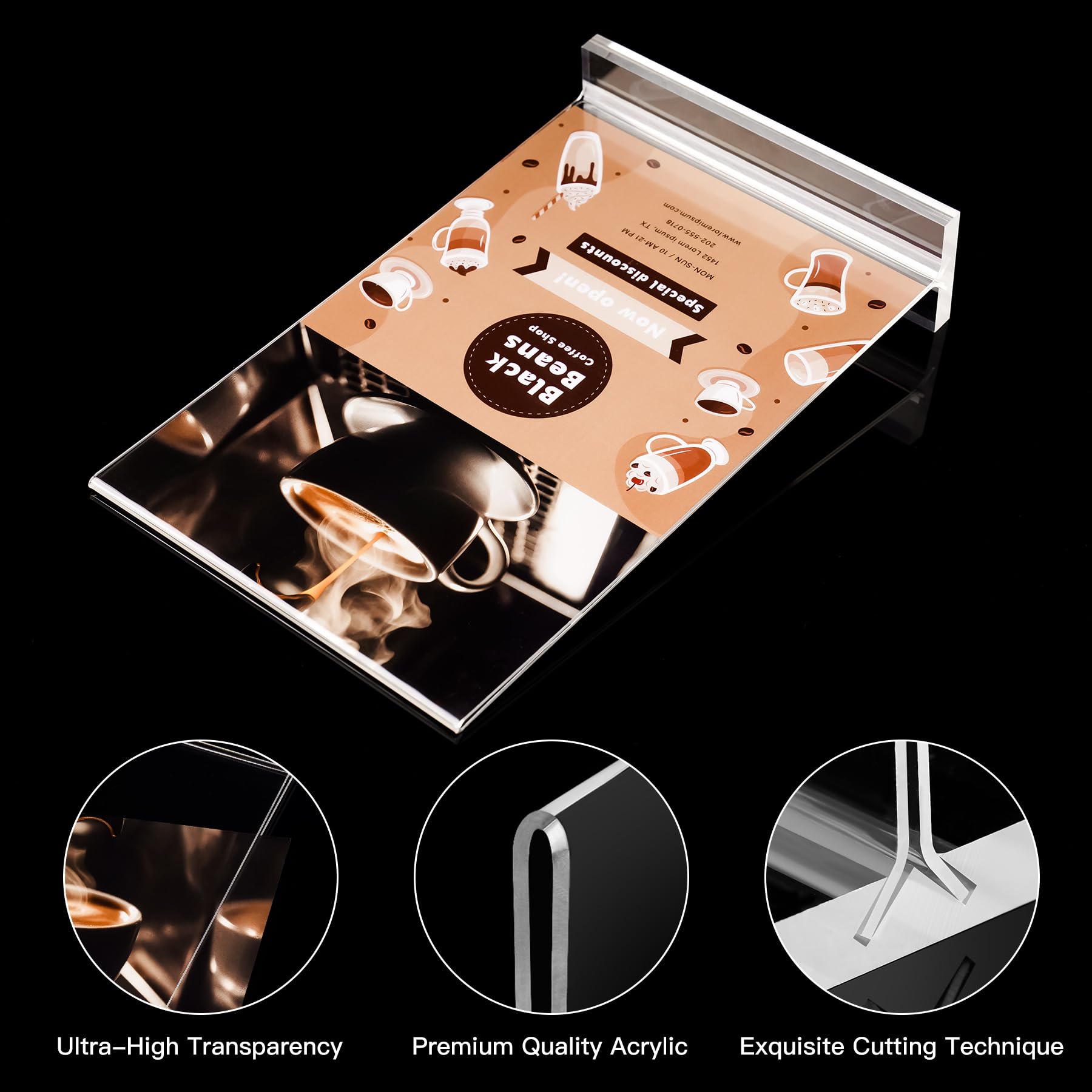 NiOffice 3 Pack Acrylic Sign Holder 5.5x8.5 In, T Shape Clear Desktop Sign Holder, Plastic Sign Holder - Image 2