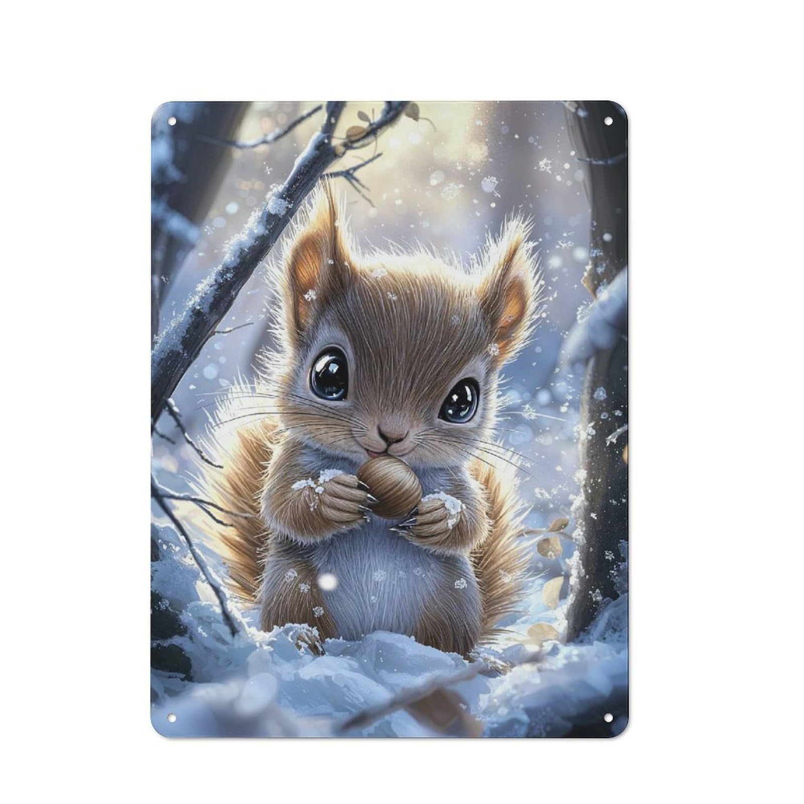 Junmoney Style-7 Vintage Tin Sign 40X30cm With Cute Squirrel In Winter For Hobby Room Or Studio, For Metal Sign Collectors, For Garage And Workshop Walls