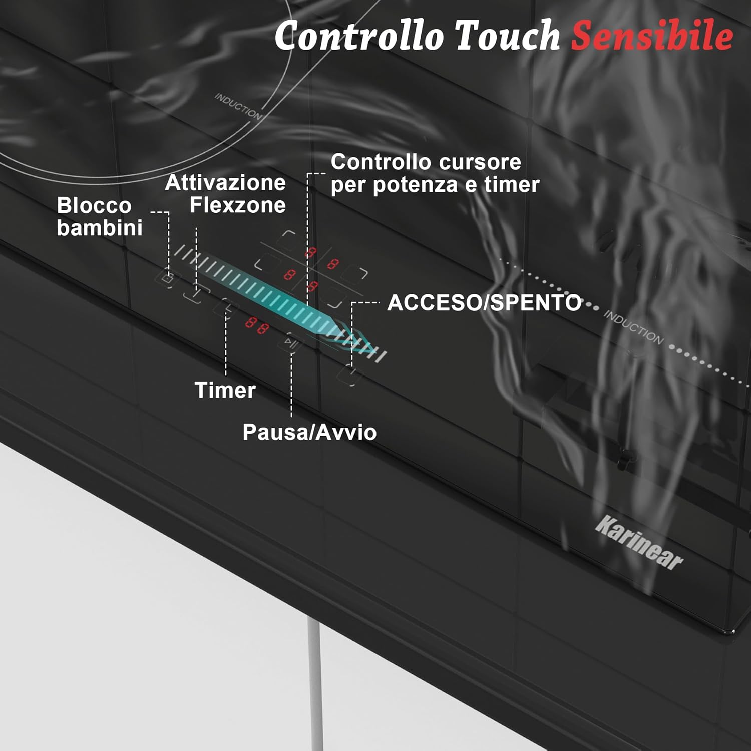 Close-up of Karinear Induction Hob touch control panel