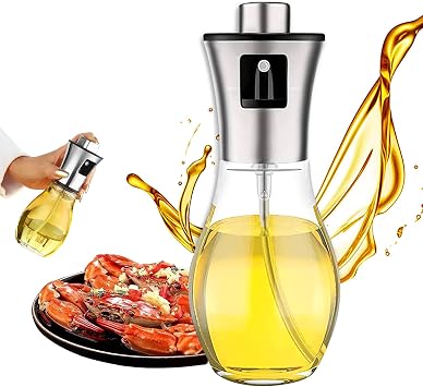 Oil Sprayer Bottle, 200 ml Vinegar Sprayer Dispenser, Dressing Spray Grilling Olive Oil Glass Bottle, for Kitchen, Cooking, Salad, Bread, Baking, BBQ Rotundity