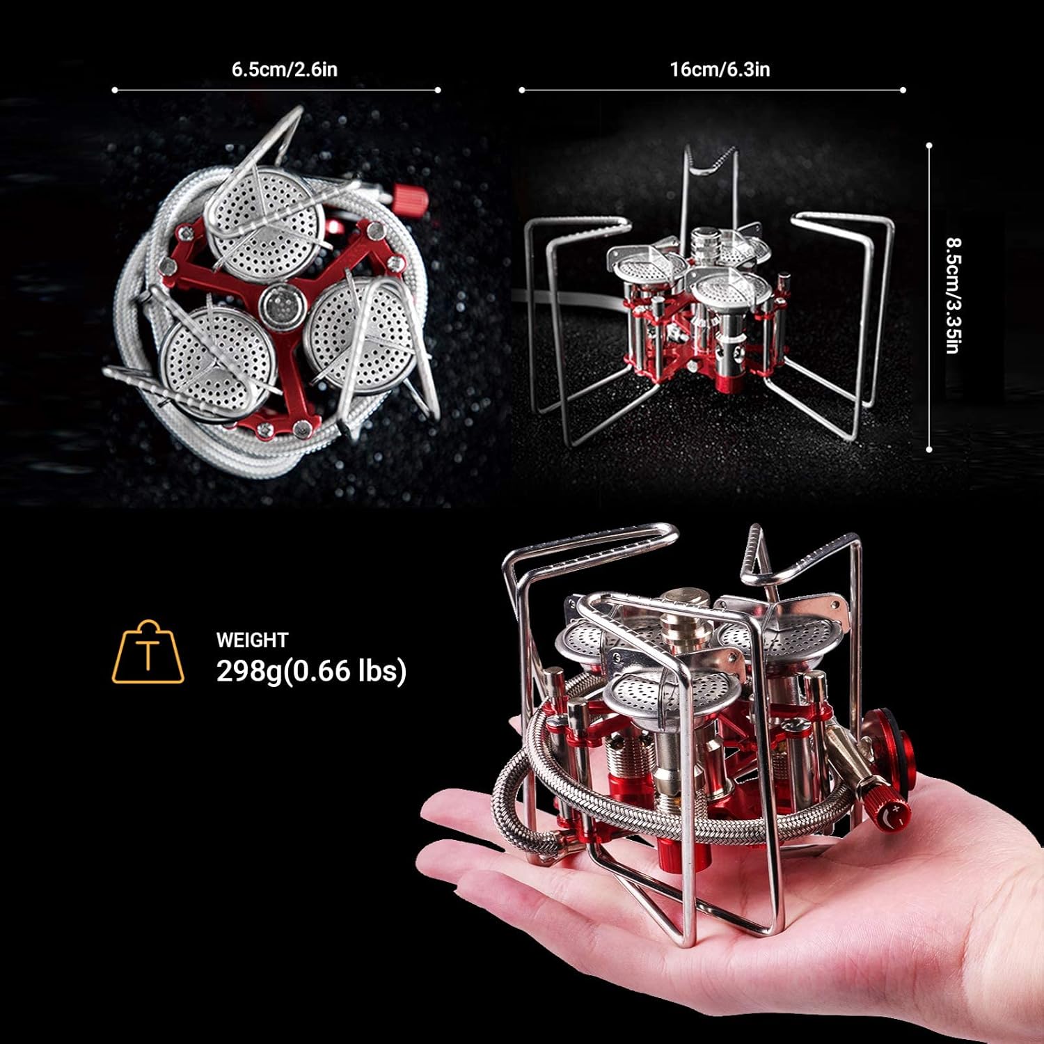 Bulin Backpacking Camping Stove, 5800W Portable Folding Lightweight Camp Gas Stove, Single Adjustable Pocket Emergency Survival Cooking Burner Kit for Outdoor, Hiking, with Carry Bag