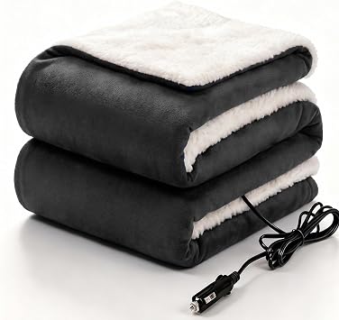 Sealy 12-Volt Electric Portable Heated Car Blanket, 59"x43", Grey