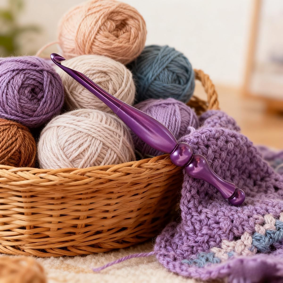 Aluminum Crochet Hook Set 9 Sizes Interchangeable Crochet Head Ergonomic Handle Sweater Crochet Hooks 3.5mm-8.0mm