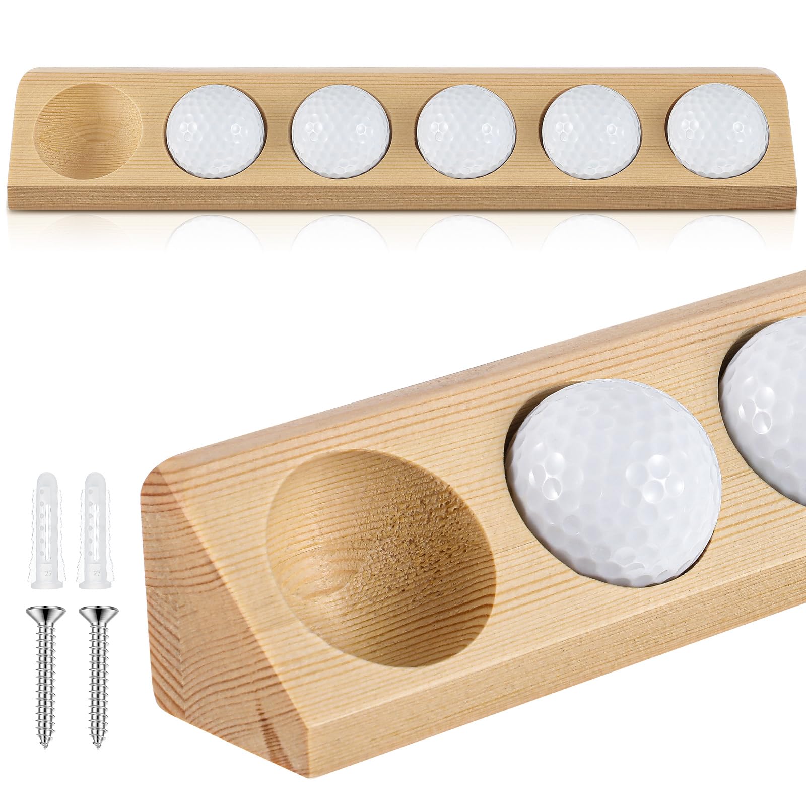 CroBlissful 1 Pack Golf Ball Display Case 1 Tier Wall Mounted Natural Wood