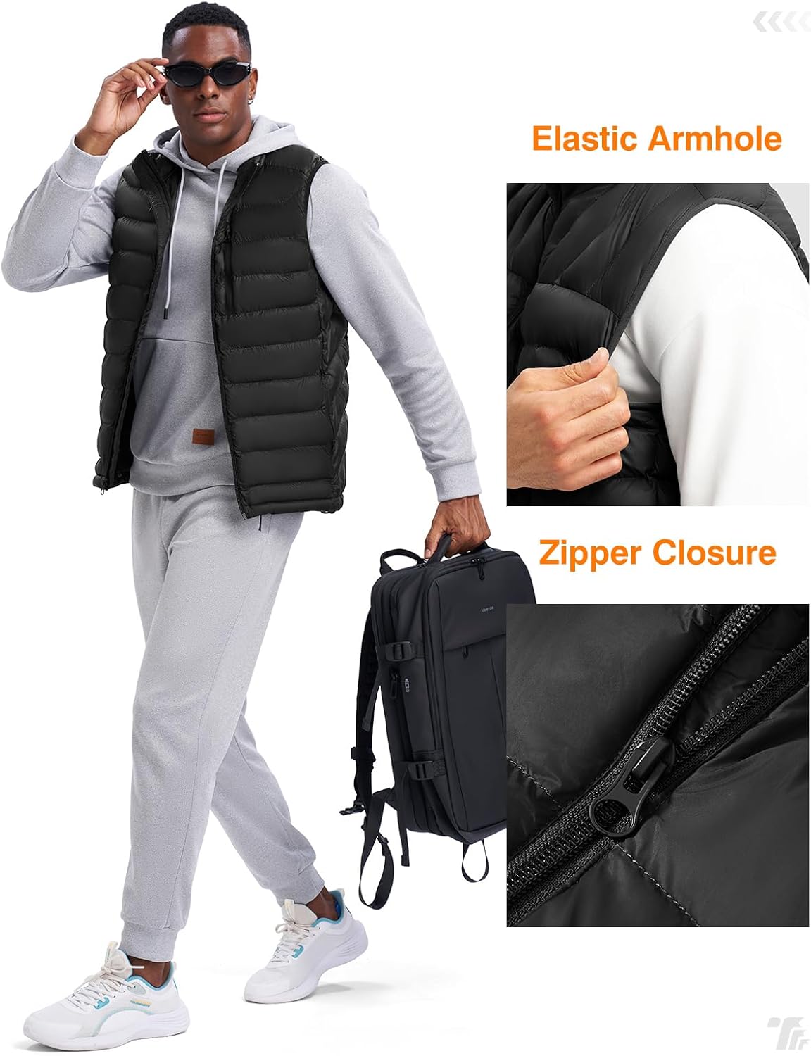 TBMPOY Men's Lightweight Puffer Vest Outerwear Puffy Winter Warm Zipper Outdoor Sleeveless Jacket for Running Travel - Image 5