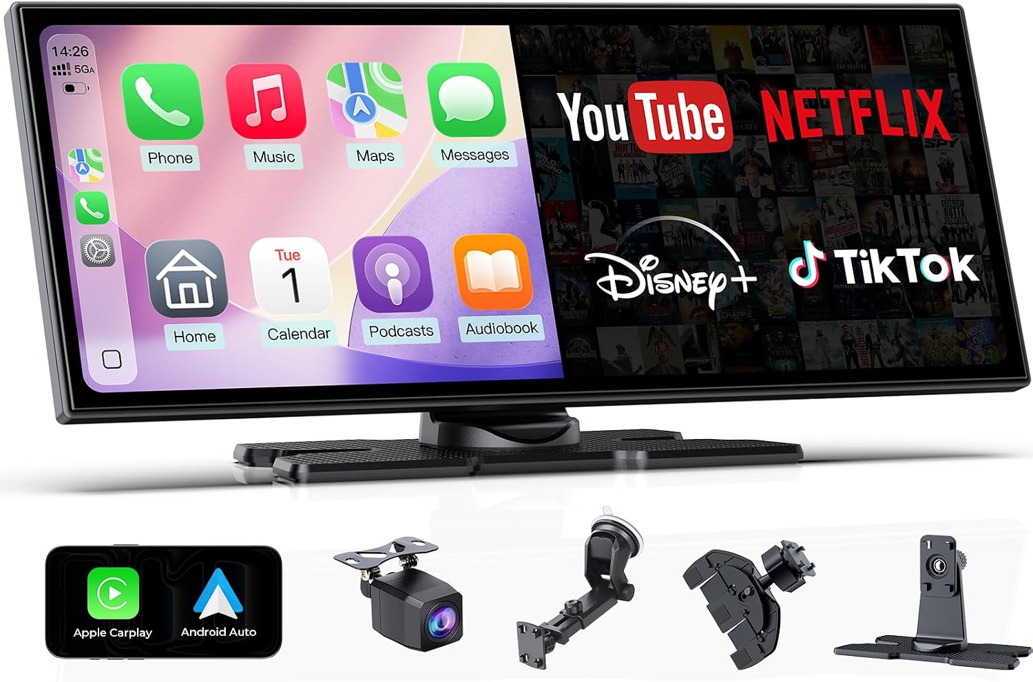 Pantalla CarPlay 11.26" para auto con cámara respaldo miniatura 1