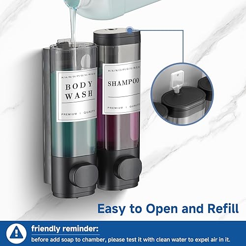 Miniatura 2 de Dispensador de jabón de ducha montado en la pared, sin taladro, dispensador de champú para pared de ducha, dispensador de champú y acondicionador,
