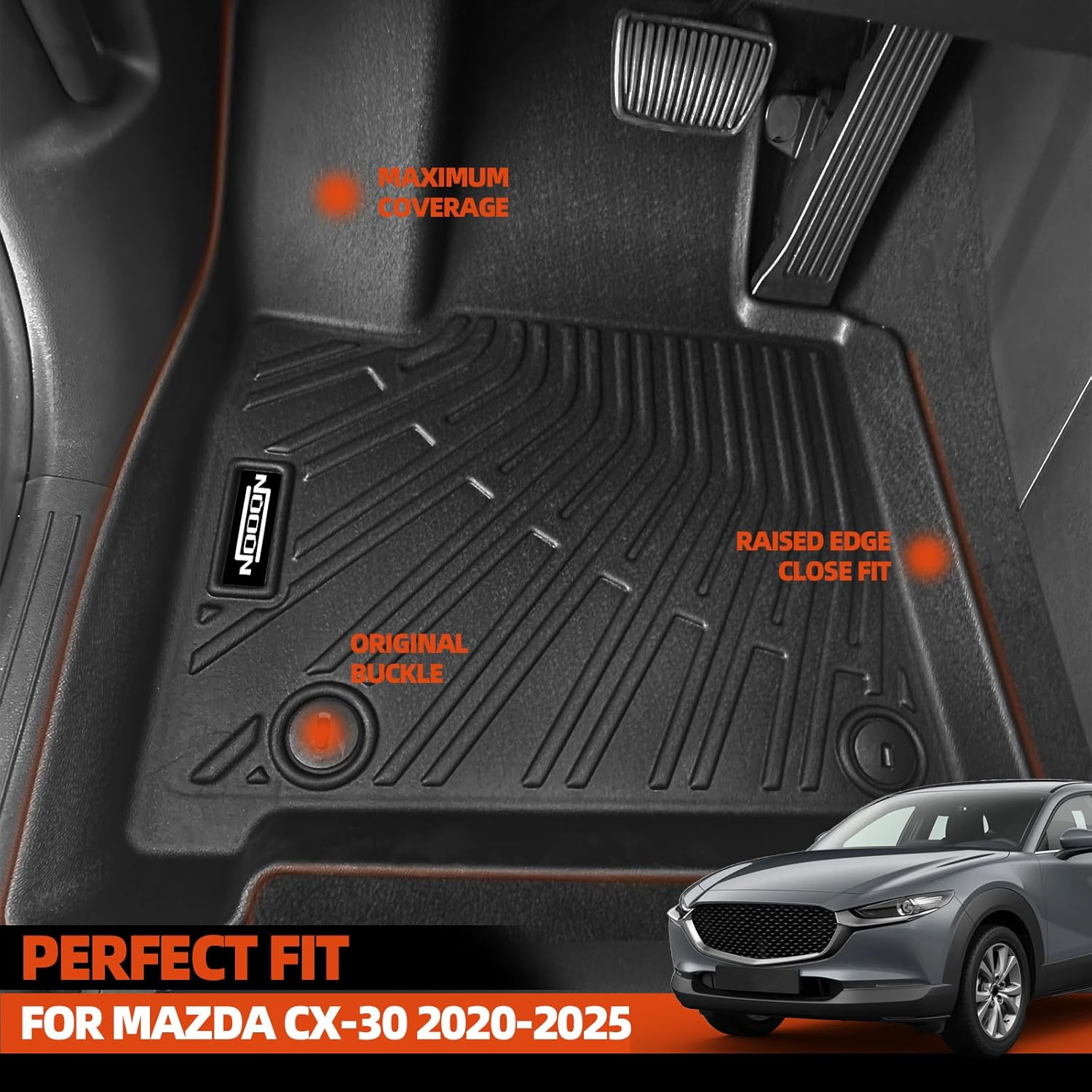 custom fit floor mats for mazda cx-30 2020-2025 2026, all weather tpe floor liners with trunk mat & backrest protectors, odorless full set interior accessories 48)cx-30|2020-2026