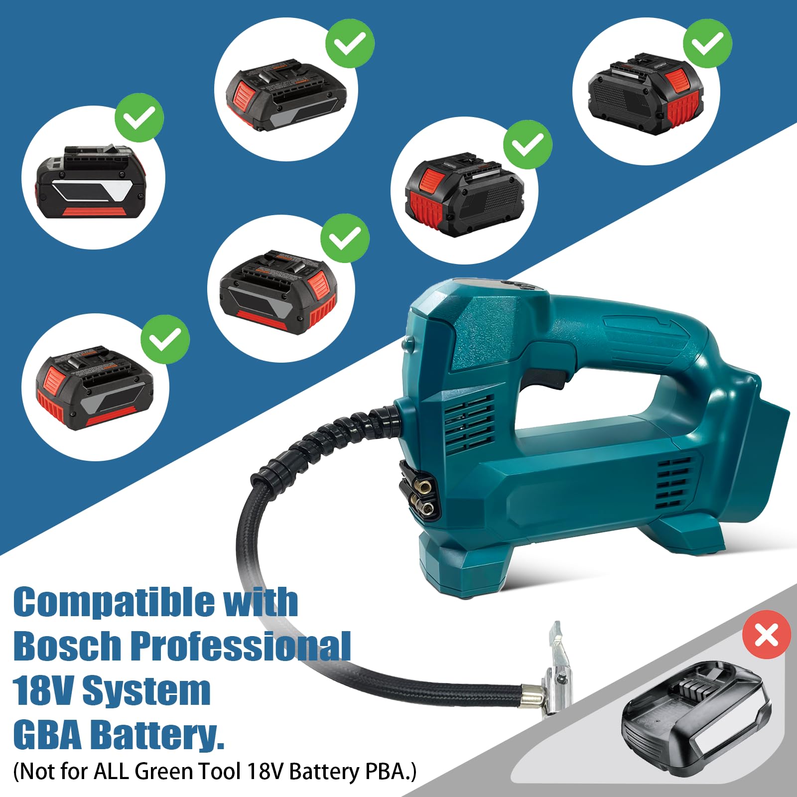 EID Akku Kompressor Wireless inflator für Bosch Professional 18V System Akku,Elektrische Luftpumpe,150PSI tragbare Luftkompressor mit LED Digitaler Druckanzeige für Auto, Motorrad, Fahrrad Bälle