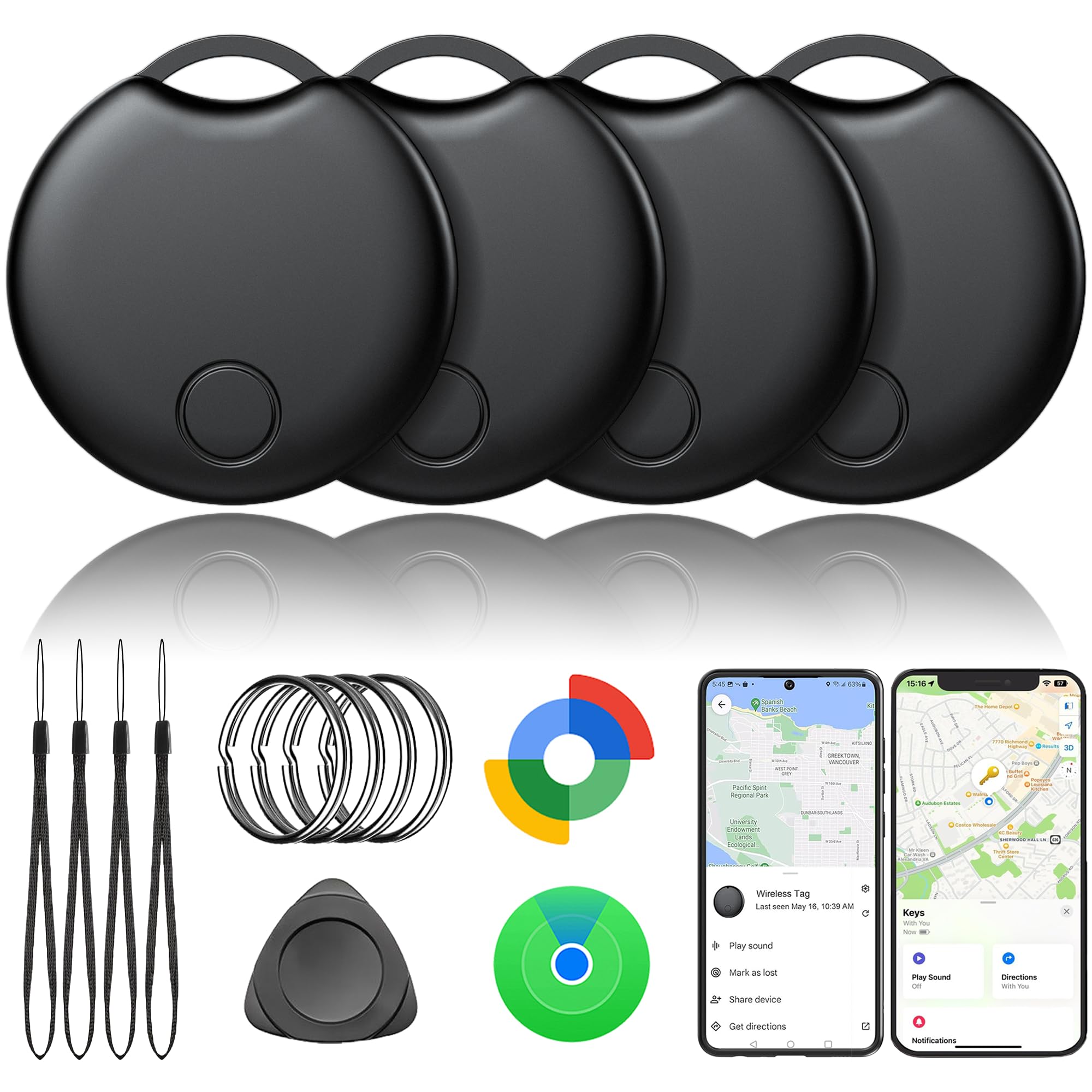 Photo 1 of 2026 Tracker Smart Tags for iOS and Android,Dual System Android Tracker Tags Bluetooth Key Finder Compatible with iOS and Android for Keys, Luggage and More