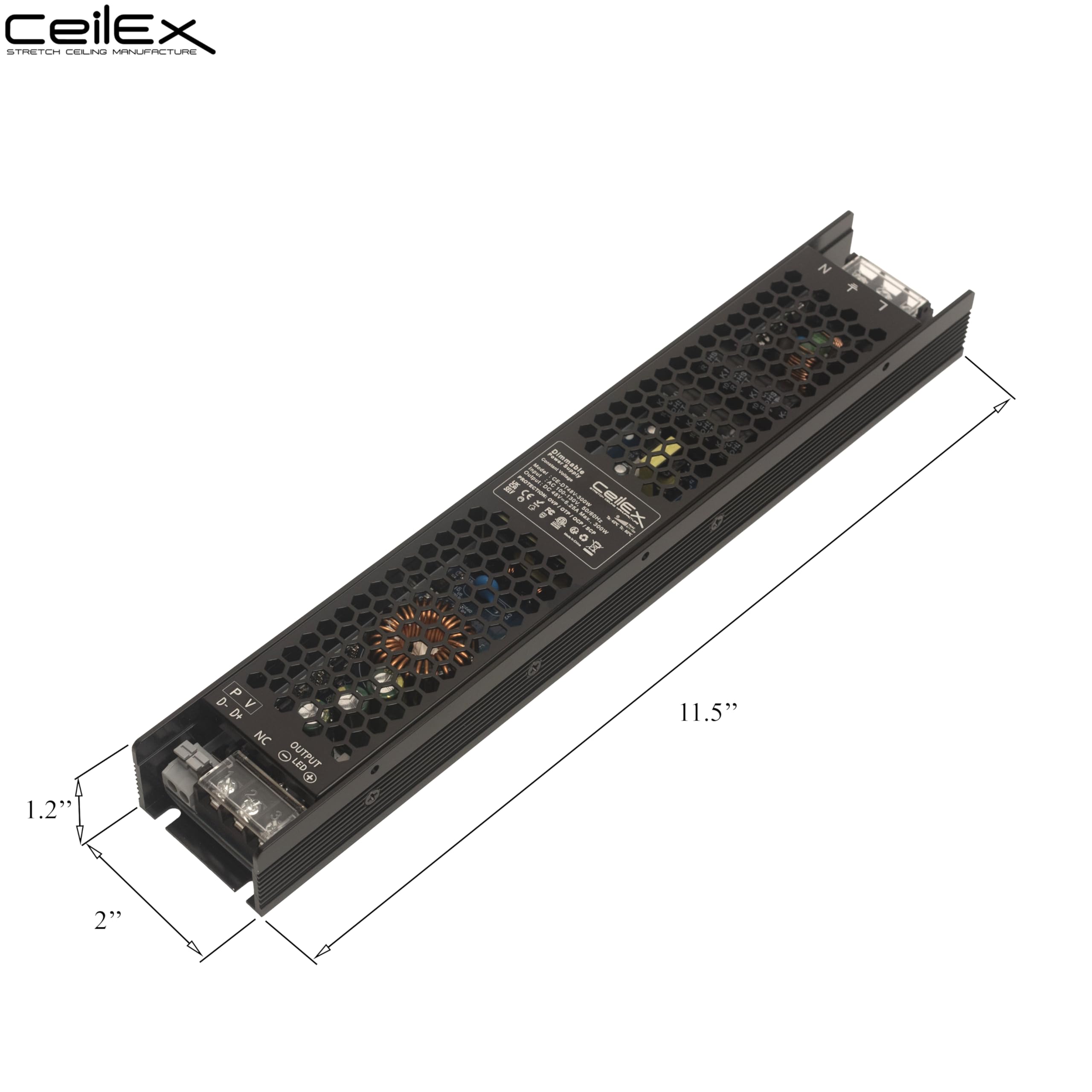 Triac Driver LED dimmerabile 48V 300W IP20 ETL elencato compatibile con Lutron Dimmer, trasformatore per luci LED, alimentatore dimmerabile 5 in 1 Triac/0-10V/1-10V/potenziometro/10V PWM
