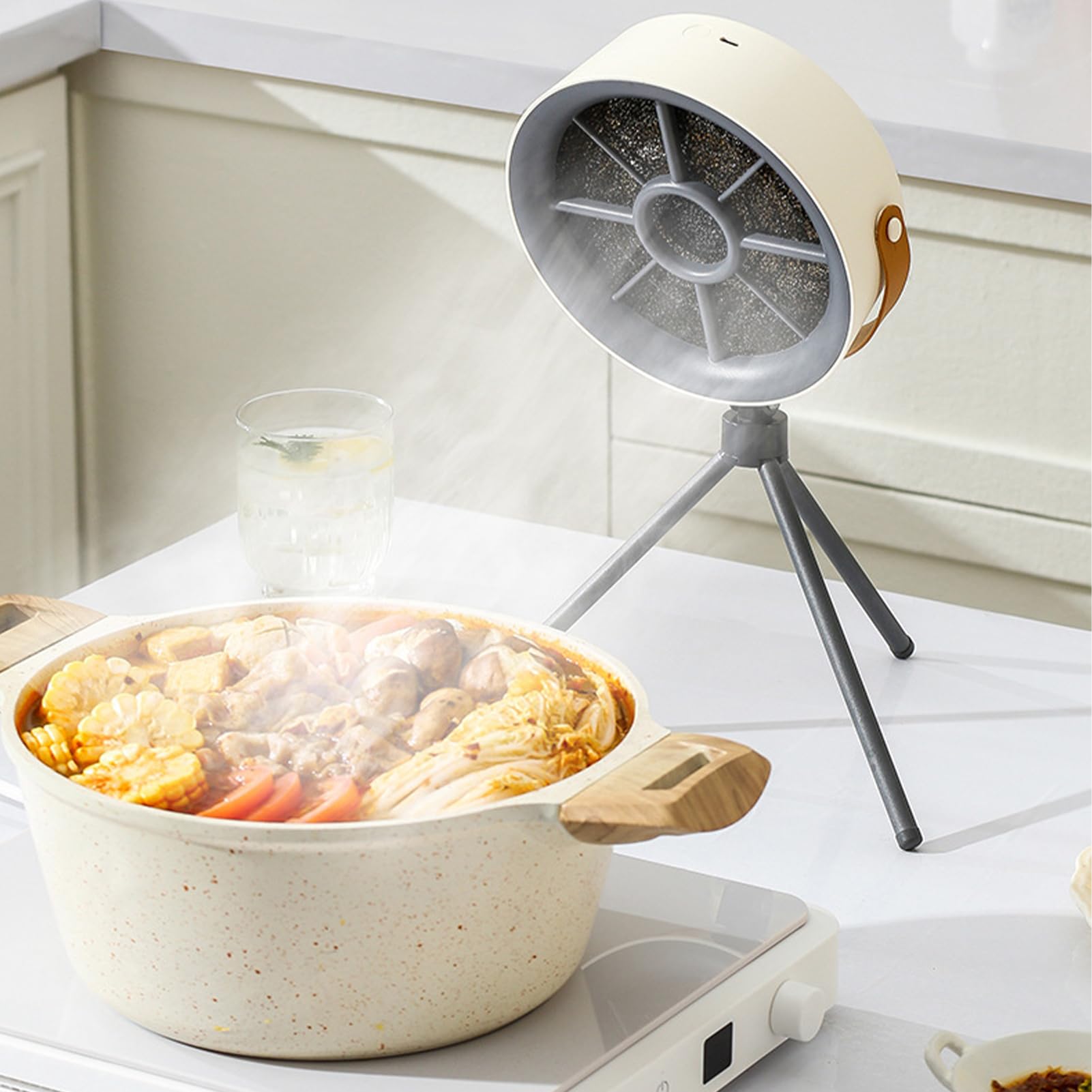 Cappa aspirante compatta da scrivania, 3 velocità, alimentata da | Ventilatore estrattore per Hot Pot, picnic, barbecue, cucina interna ed esterna, campeggio,