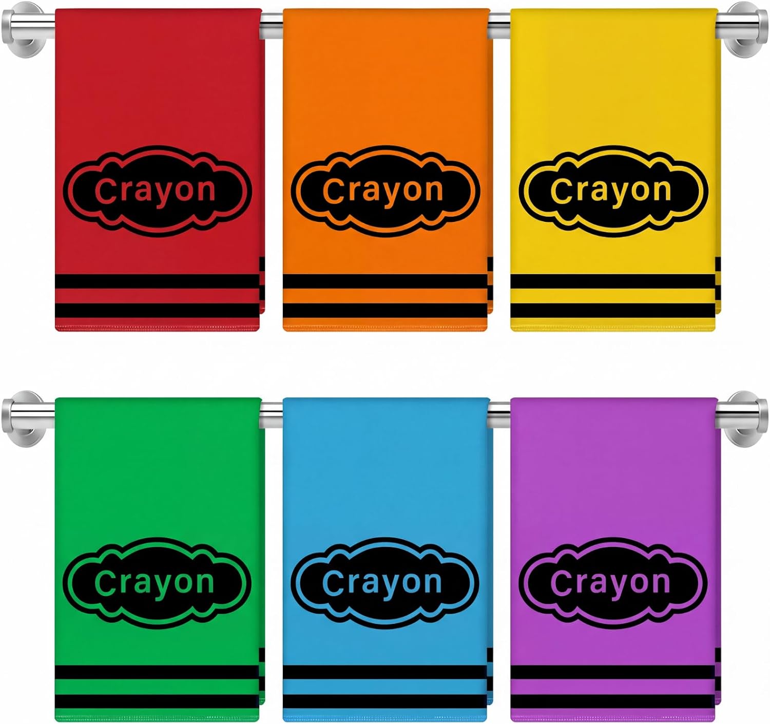 Frienda Back to School Teacher Gift Kitchen Dish Towel,6 Pcs,Crayon | 16x24'' Decorative Back to School Hand Towel, Ultra Absorbent, First Day of School Classroom Crayon Party Supplies Decor