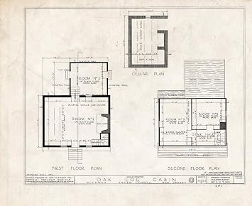 Historic Pictoric Blueprint HABS NJ,17-ALLO,1- Sheet 2 of 3 - Holme-Reeves House, Alloway, Salem County, NJ 20in x 16in