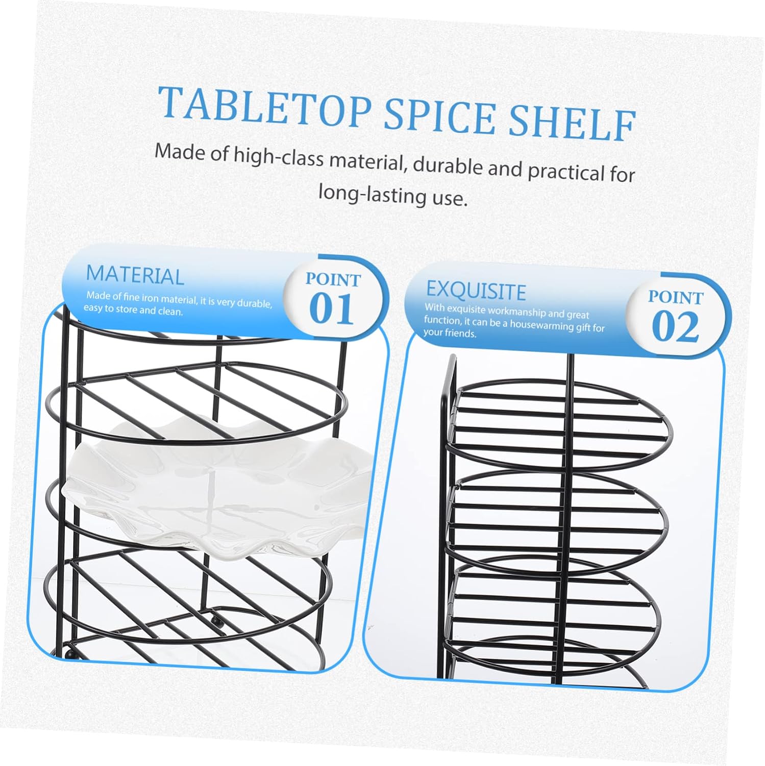 Luxshiny Multifunctional Iron Serving Tray Stackable Design Kitchen Storage Rack for Food Prep Spice Bottle Organizer for Entertaining and Dining