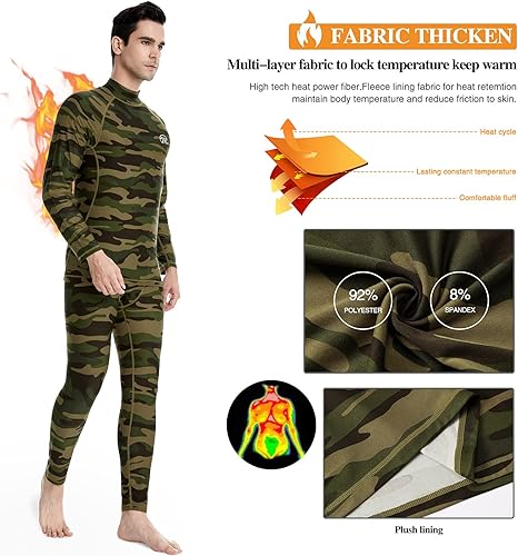 Miniatura 3 de mens Compression Base Layers Long Johns Winter Gear With Fleece Lined for Skiing