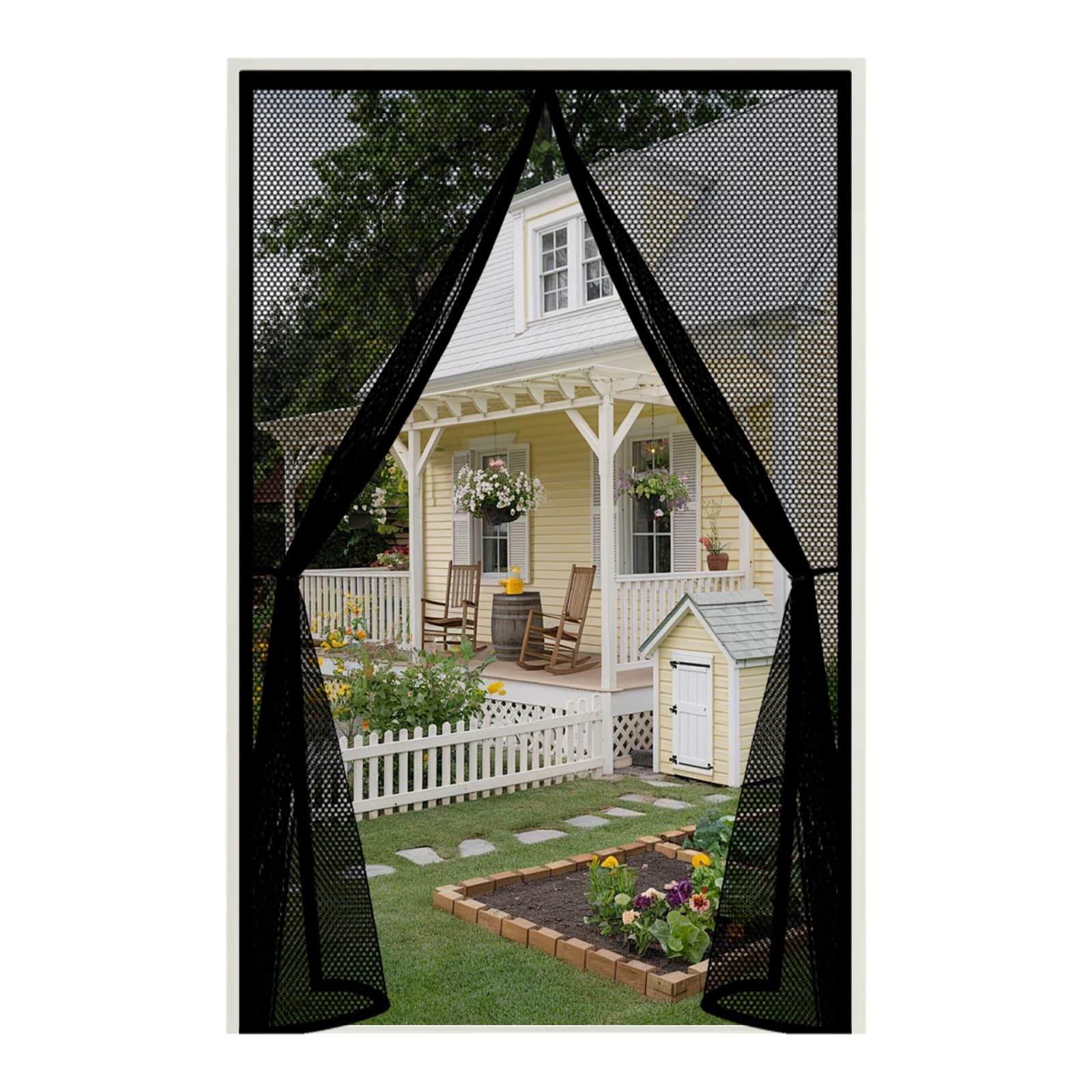 Door Fly Screen 62 x 290 cm Keep Bugs Out, Full Frame Magic Tape, Powerful Magnets, Self Sealing, No Drill Installation, Magnetic Door Curtain for Balcony Bedroom Doors, Black