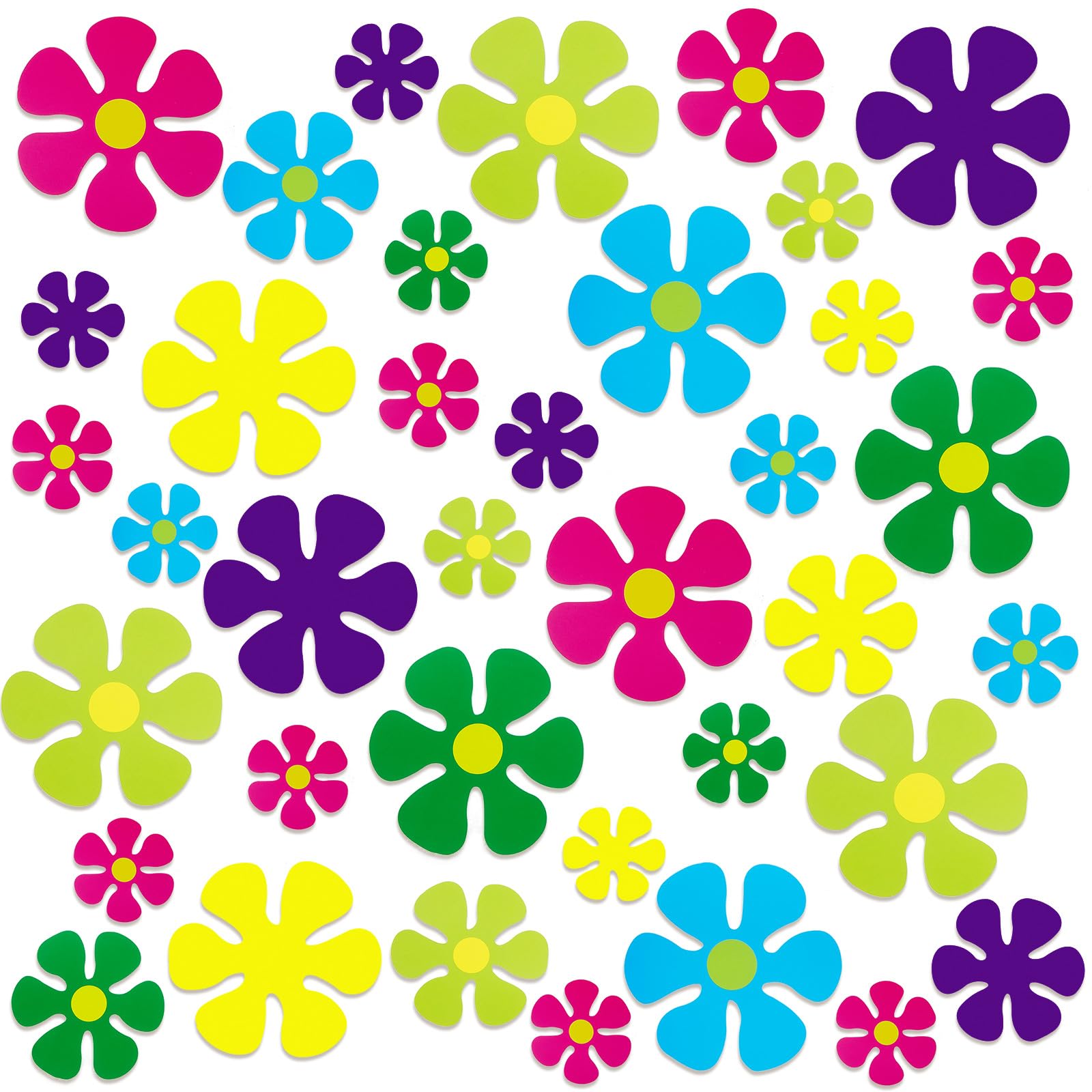 Découpes en forme de fleur rétro pour fête hippie et artisanat mural - 60 pièces