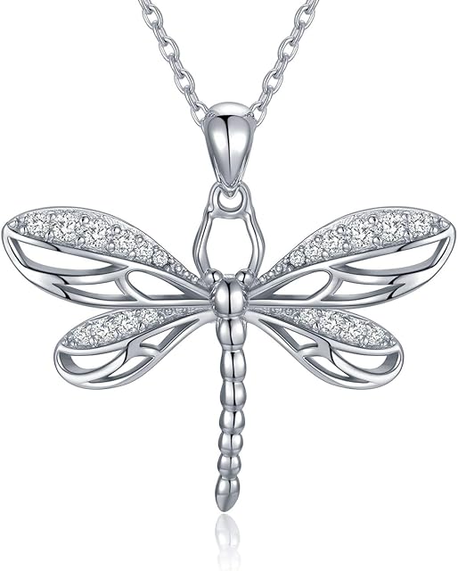 HARMONY BOLA 925 Sterling Silver Dragonfly Necklace Gifts for Women Lovers Girls Dragonfly Pendant Jewellery, Sterling Silver
