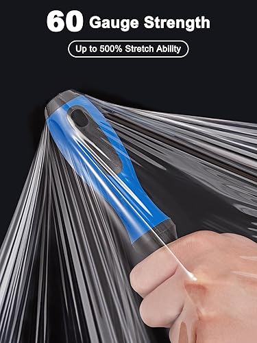 Miniatura 4 de Película elástica para envolver, envoltura retráctil de 15 pulgadas x 1000 pies con asas, rollo de plástico de resistencia industrial, rollo de