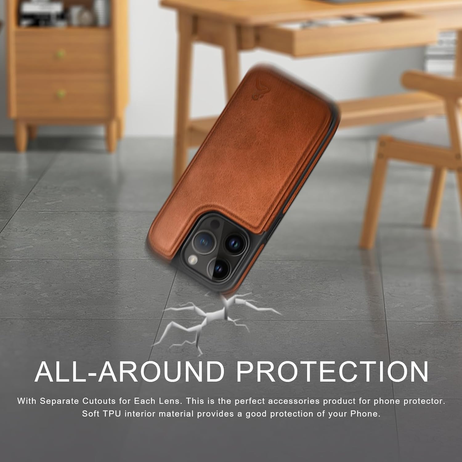 DJDUCK Designed for iPhone 13 Pro Case Wallet with Card Holder, [Magnetic Clasp Cover] [RFID Blocking Leather Protection] Shockproof Women Men Cases 6.1 Inch for Apple 13 Pro Light Brown - Image 5