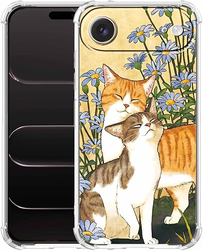 malegaon Cat Flower Aesthetic Cute Animals Pattern,Trendy Soft TPU Full Cover Ca