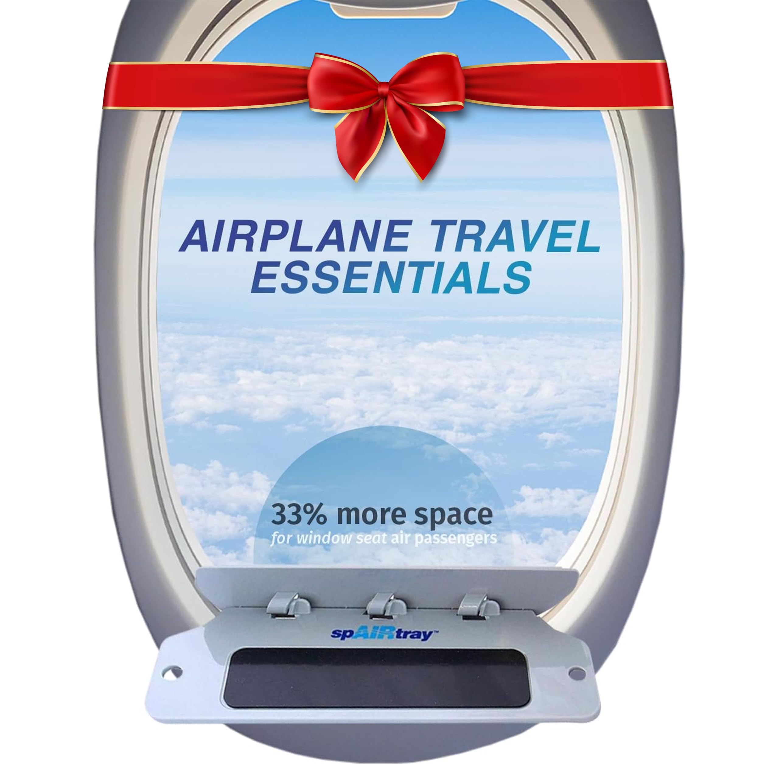 spAIRtray Travel Shelf - Airplane Travel Essentials Window Organizer, Air Travel Accessories for Long Flights, Portable Tray, Ideal Gifts for International Travelers, Airplane Window Tray