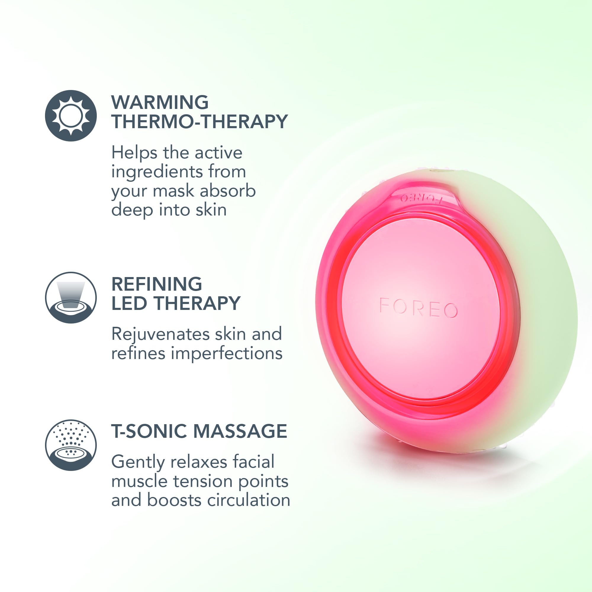 FOREO UFO 3 go Travel-friendly Face Mask Skincare Device - Face Moisturiser - Anti-Aging - Red Light - Warming - Facial Massage - Compact - App-connected - Pistachio