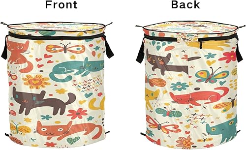 Miniatura 2 de cesta decorativa plegable de la cuerda del estante para el suéter Patrón de dibujos animados lindo Catsny Catsny, bolsas para lavanderia