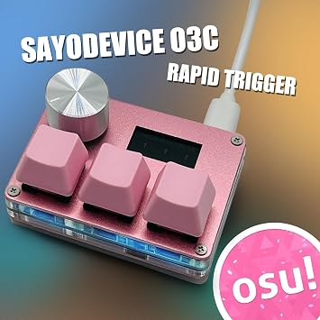 BTXETUEL SayoDevice O3C OSU Keyboard Rapid Trigger Hall Switches Magnetic Linear Switches Keyboard with Knob and Screen,Copy Paste,Shotcut,Macro Hotswap Mini Keypad.... (Pink)