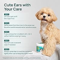 Vista 4 de Toallitas limpiadoras de oídos para perros, tratamiento de infección de oído de perro, toallitas hipoalergénicas para los oídos para perros y gatos