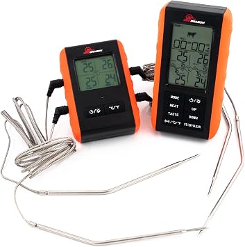 BBQ Dragon Wireless Digital Instant Read Thermometer - Food Thermometer for Cooking Oven Safe Kitchen with 4 Probes - Meat thermometers for Smokers.