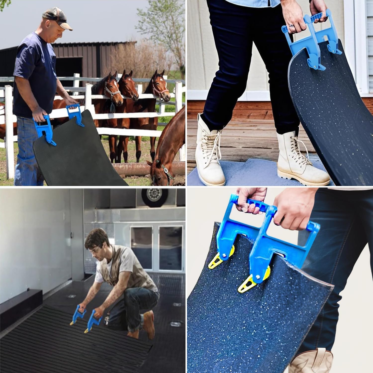 2Pcs Mat Movers Tool, Heavy Duty Mat Grippers,Blue Stall Mat Handlers for Horse Mat, Gym Mat, Trailer Mat, Rubber Mats,Makes Moving Rubber Mats Easier