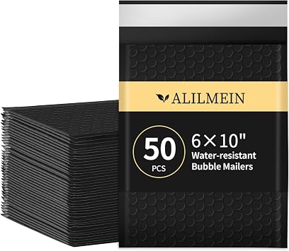 610" Inch Bubble Mailers 50 Pack Waterproof Padded Envelopes Self Seal Adhesive Shipping Bags for Mailing Cards Jewelry Makeup and Small Business Packaging